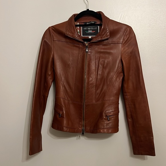 Vera Pelle Brown Italian Leather Jacket - Picture 2 of 13